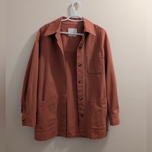 Wilfred Free Aritzia Gaucho Jacket 100% Cotton Pale Orange Brown Shacket Size M